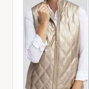 Chicos faux leather vest bronzed teak